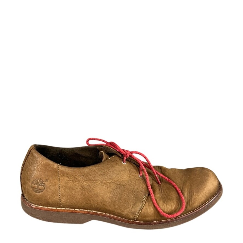 Timberland Earthkeepers Tan Brown Leather Oxford Shoes Red Laces Mens 10.5